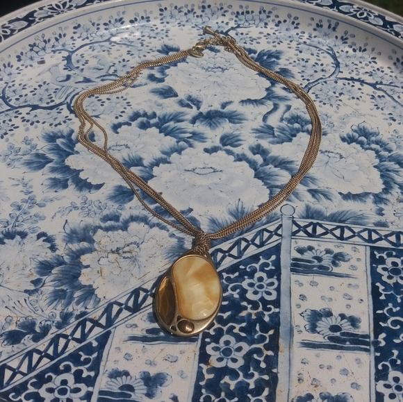 Lia Sophia gold tone pendant on multi strain chain - Picture 3 of 5